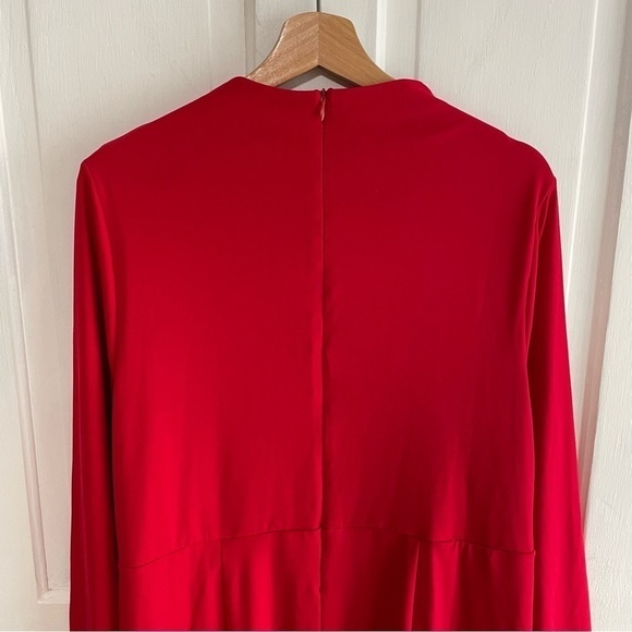 🥒 Eloquii Red Long Sleeve Ruched Sheath Mini Dress Leg Slit Red Women’s Plus 16 - Picture 5 of 11